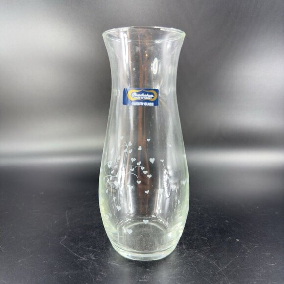 Pasabahce Clear Glass Vase Etched Flowers Floral Made in Turkey Tall Vessel Vase - Picture 15 of 15